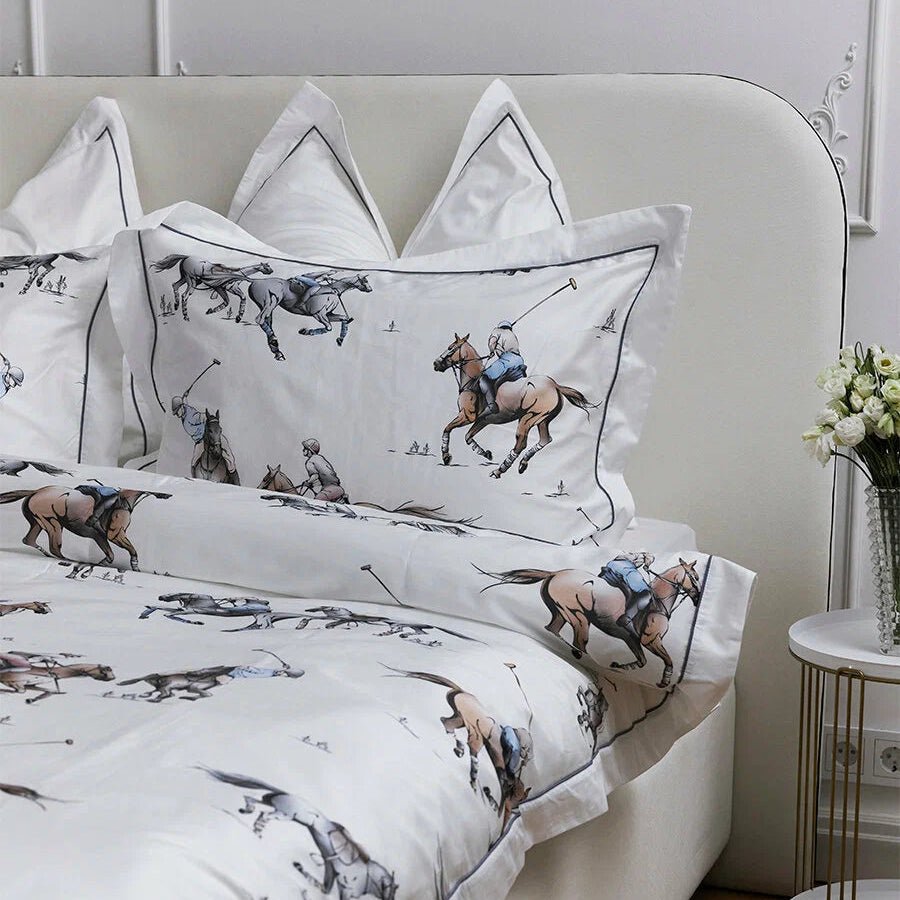 Luxury Polo - Themed Cotton Bedding Set – Elegant Equestrian Design - myhomestore.com.pk