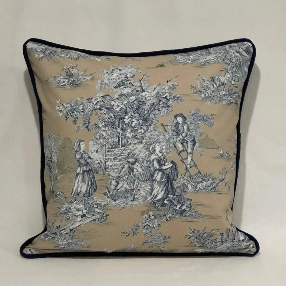 Luxury Print Cushion Cover with Black Piping - myhomestore.com.pk