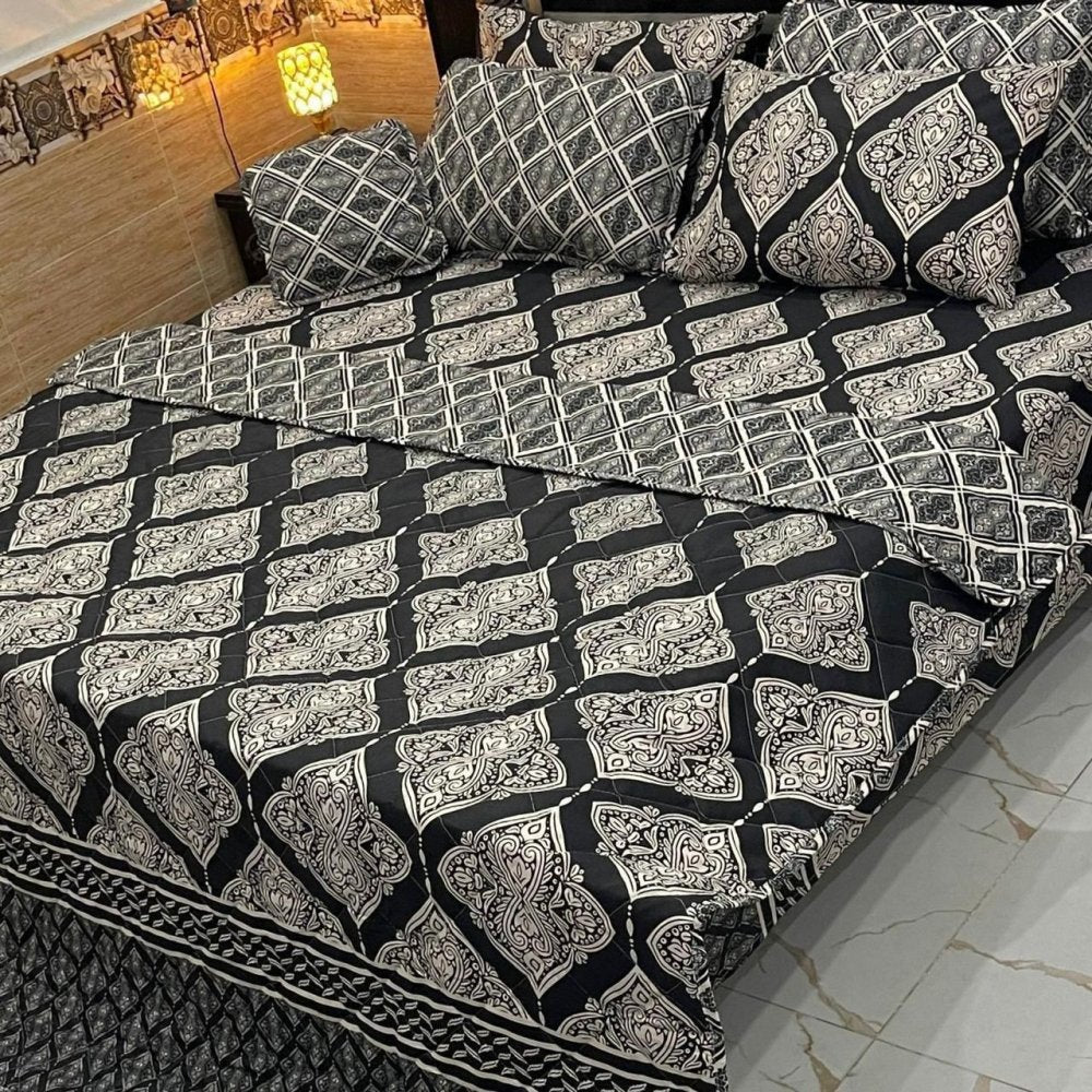 Luxury Printed Bedspread Set – 7 Pcs - myhomestore.com.pk