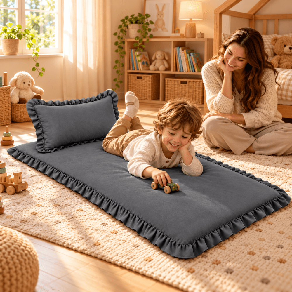 Luxury Ruffled Floor Mattress with Pillow - myhomestore.com.pk