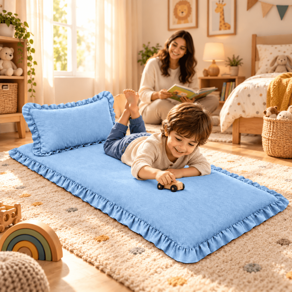 Luxury Ruffled Floor Mattress with Pillow - myhomestore.com.pk