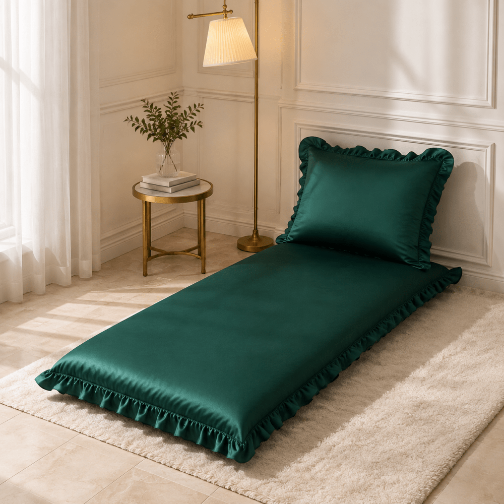 Luxury Ruffled Floor Mattress with Pillow - myhomestore.com.pk