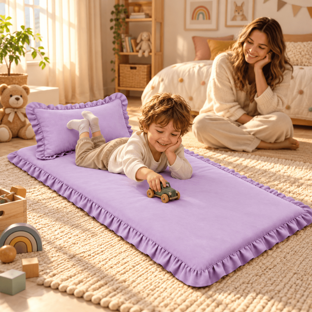 Luxury Ruffled Floor Mattress with Pillow - myhomestore.com.pk
