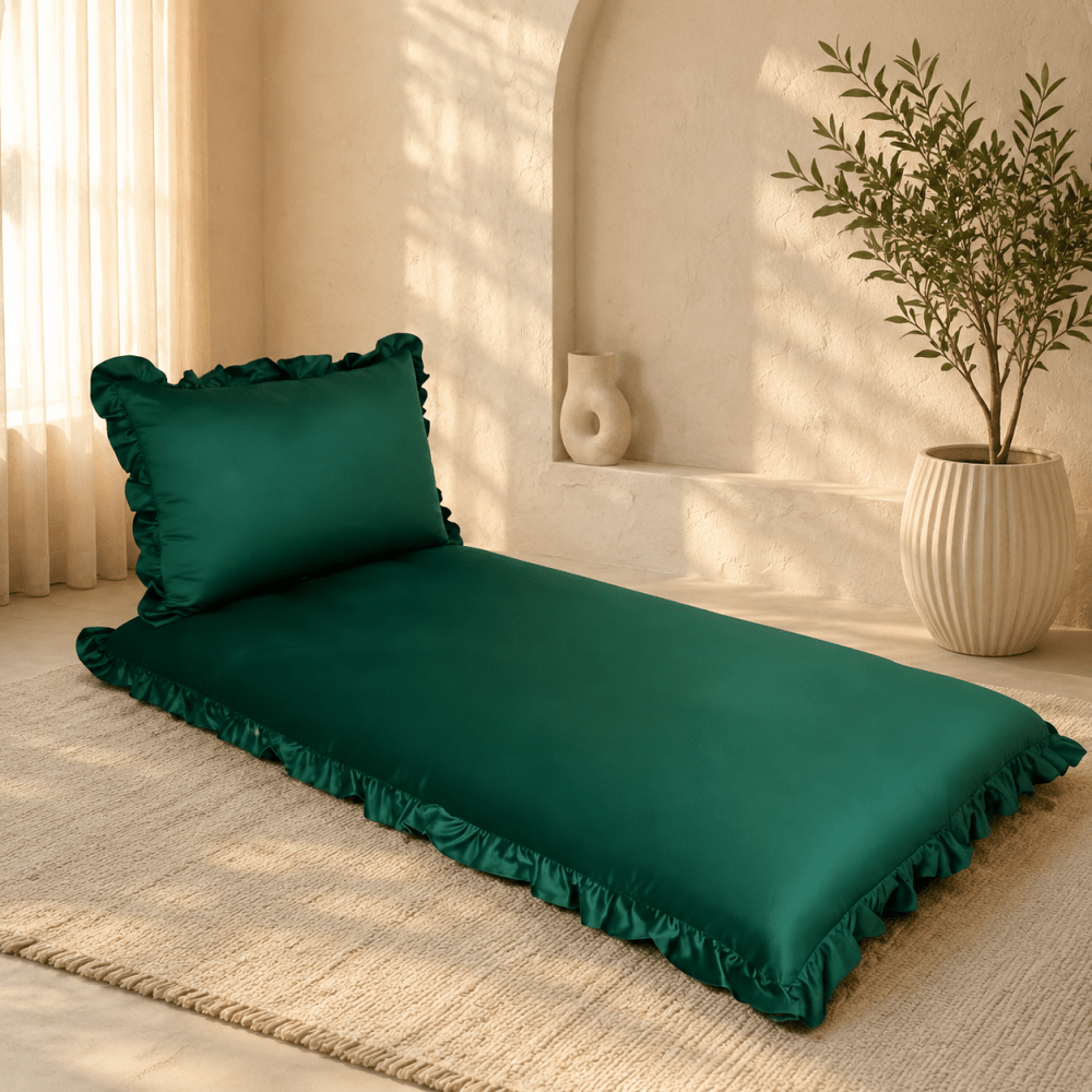 Luxury Ruffled Floor Mattress with Pillow - myhomestore.com.pk