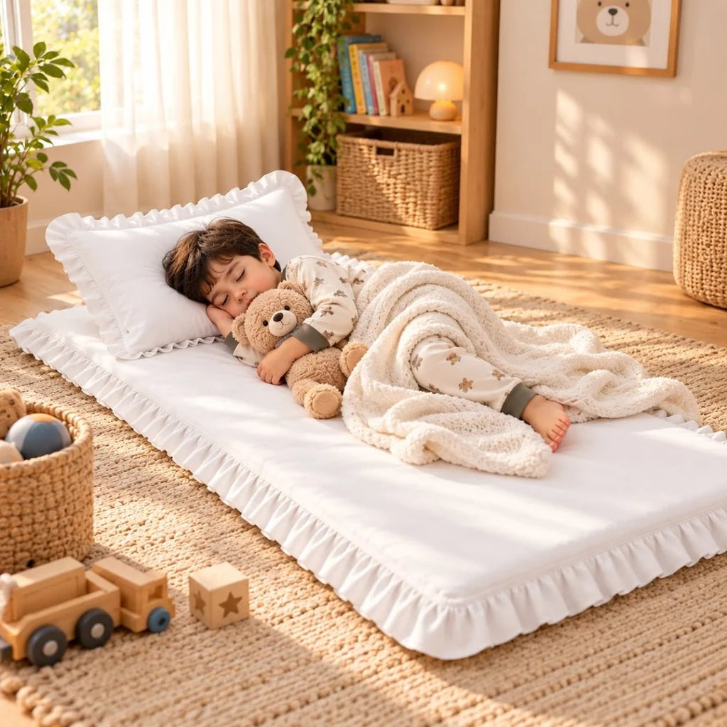 Luxury Ruffled Floor Mattress with Pillow