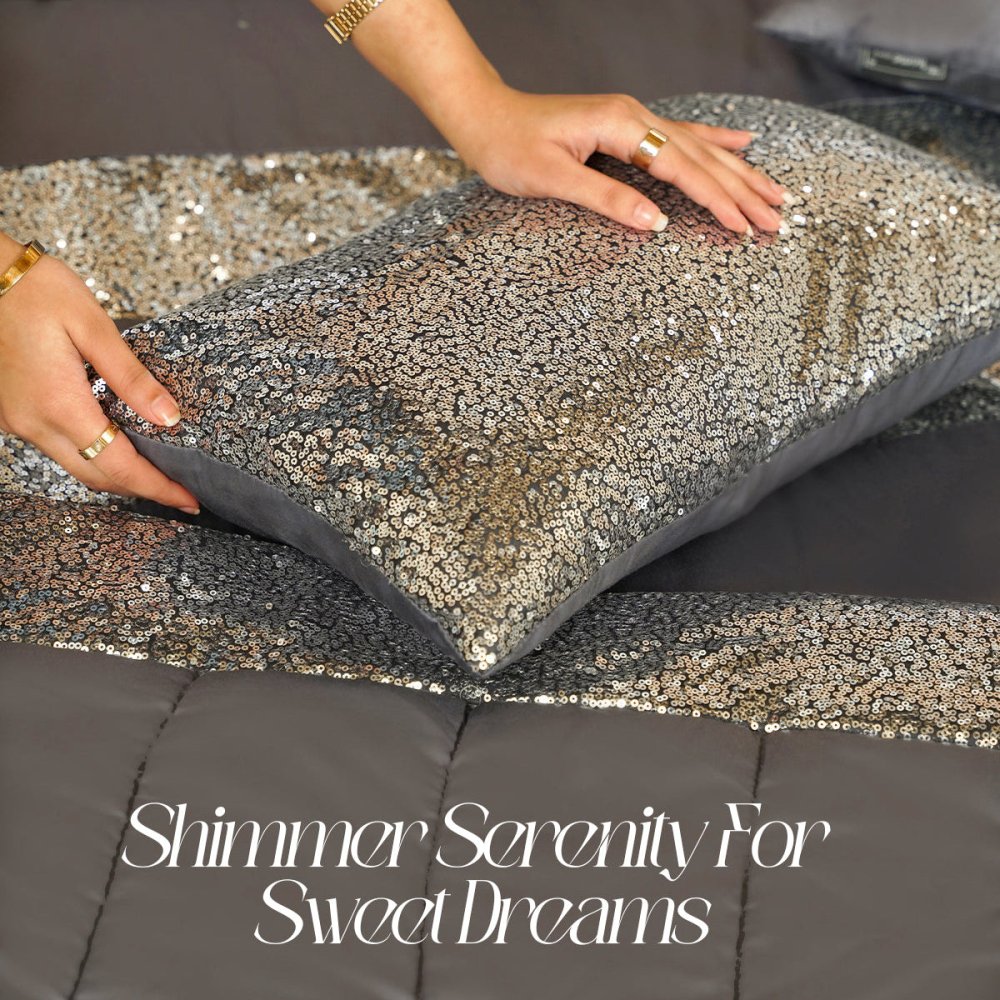 Luxury Sequence Bridal Bedding Duvet Grey Color - myhomestore.com.pk