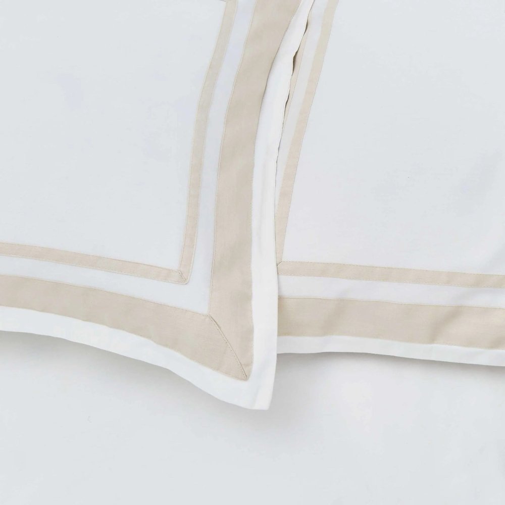 Luxury White Duvet Cover Set with Beige Border - myhomestore.com.pk