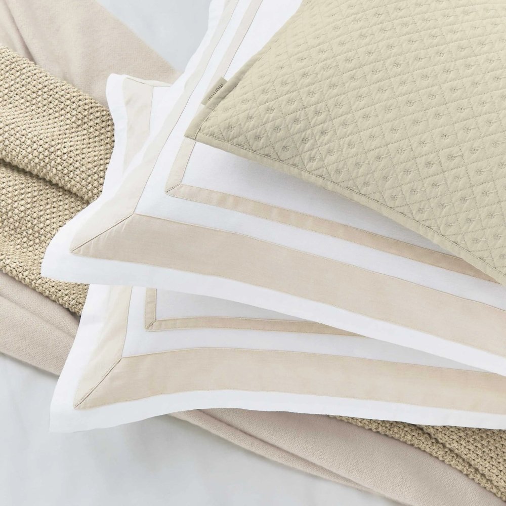 Luxury White Duvet Cover Set with Beige Border - myhomestore.com.pk