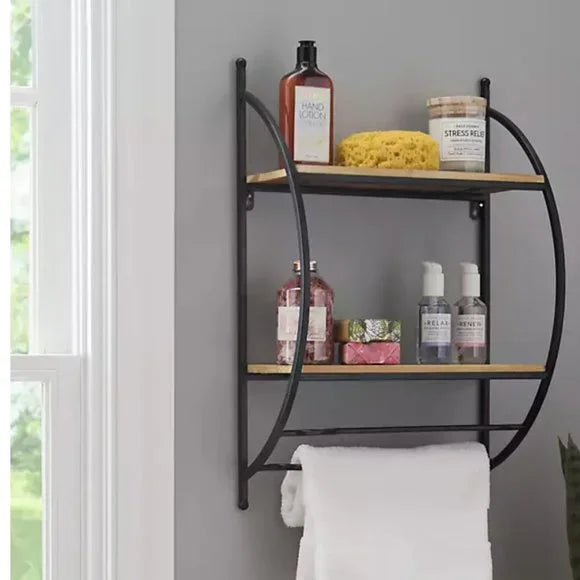 Double shelf towel rack D Shape
