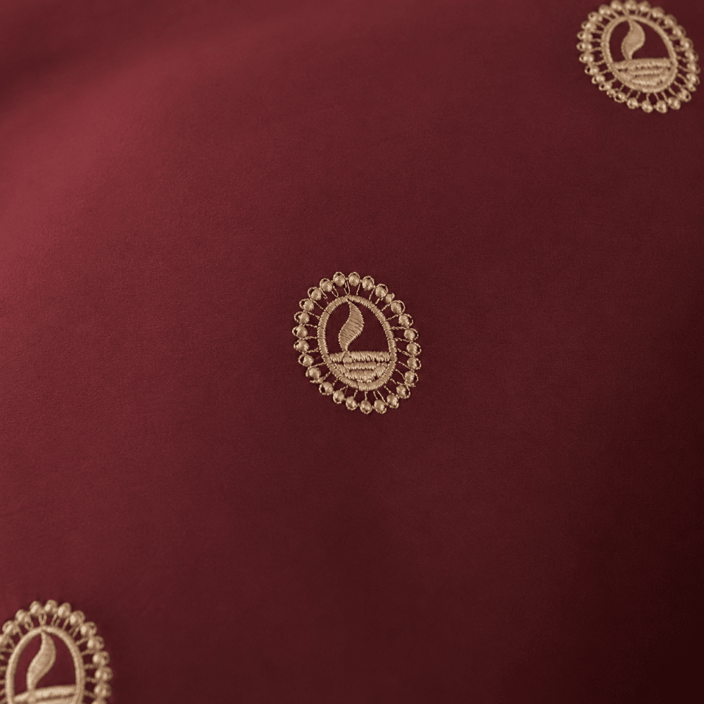 Maroon Gold Paisley Medallion Embroidered Duvet Cover Set - myhomestore.com.pk