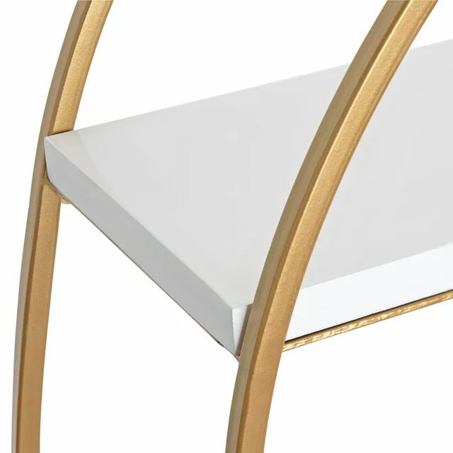 MDF and Metal Round Wall Shelf, White/Gold 24" Diameter - myhomestore.com.pk