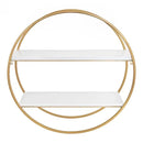 MDF and Metal Round Wall Shelf, White/Gold 24" Diameter - myhomestore.com.pk