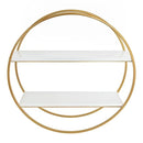 MDF and Metal Round Wall Shelf, White/Gold 24" Diameter - myhomestore.com.pk