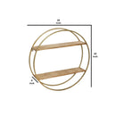 MDF Metal Wall Shelf with 2 Open Shelves, Brown and Gold - myhomestore.com.pk