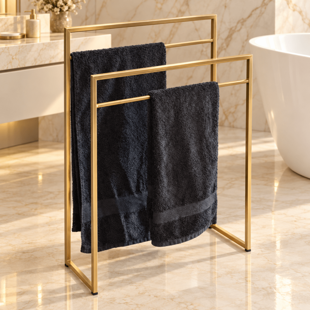 Metal Iron Bathroom Towel Stand – Durable & Stylish - myhomestore.com.pk