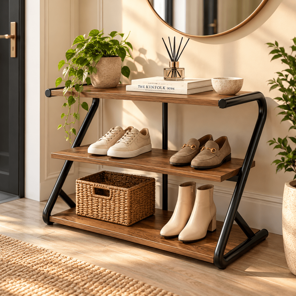 Metal Mdf Industrial Design Shoe Storage for Modern Home - myhomestore.com.pk