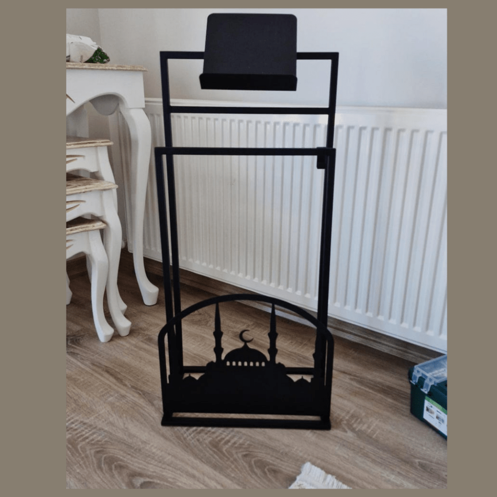 Metal Quran Stand with Mosque Design – Floor Standing Islamic Book Holder - myhomestore.com.pk