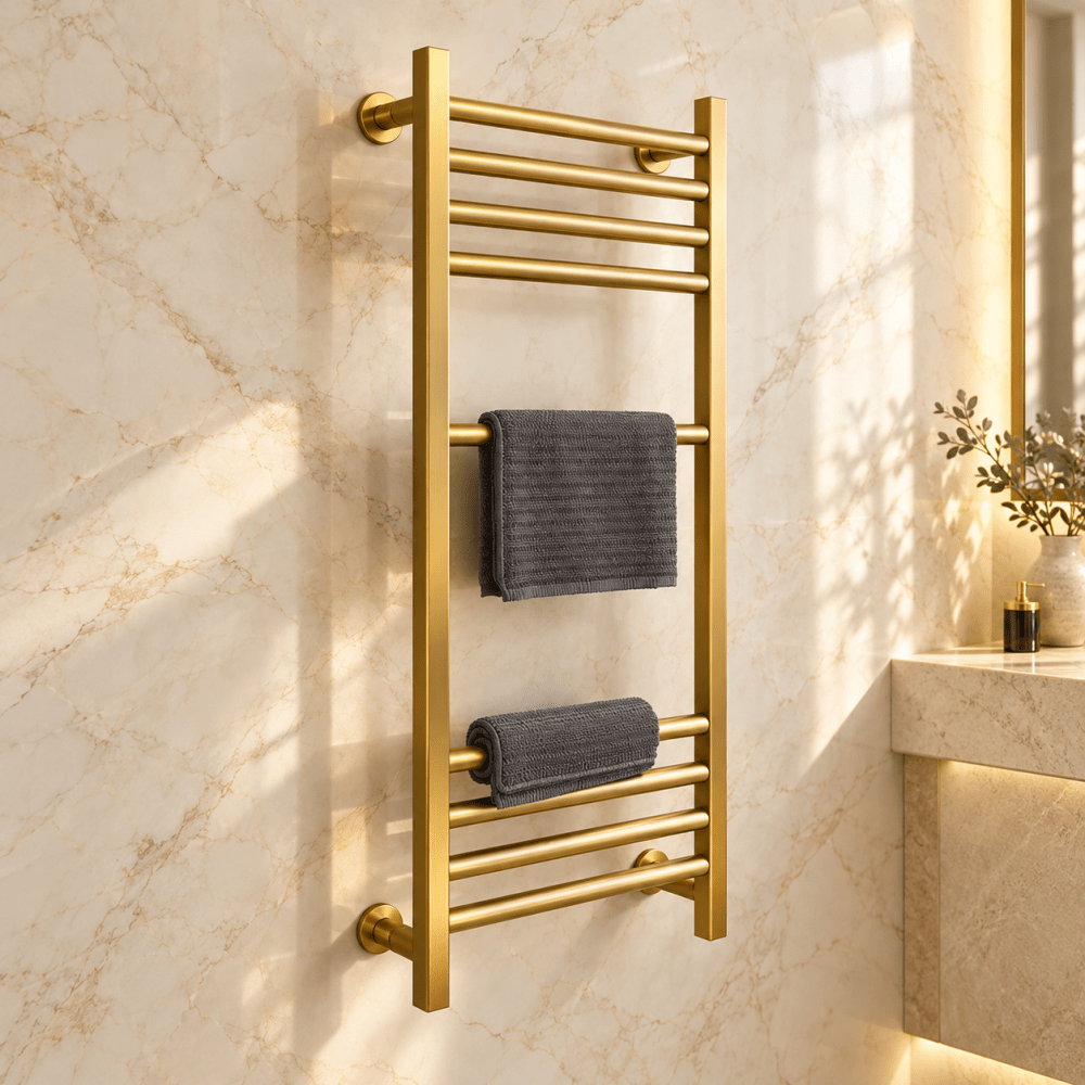 Modern Black Ladder-Style Wall-Mounted Towel Rack - myhomestore.com.pk