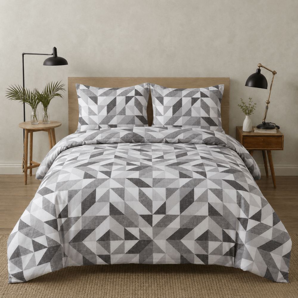 Modern Geometric Print Duvet set – King Size - myhomestore.com.pk