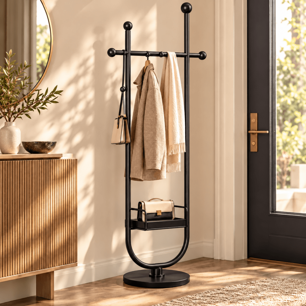 Modern gold metal freestanding coat rack - myhomestore.com.pk