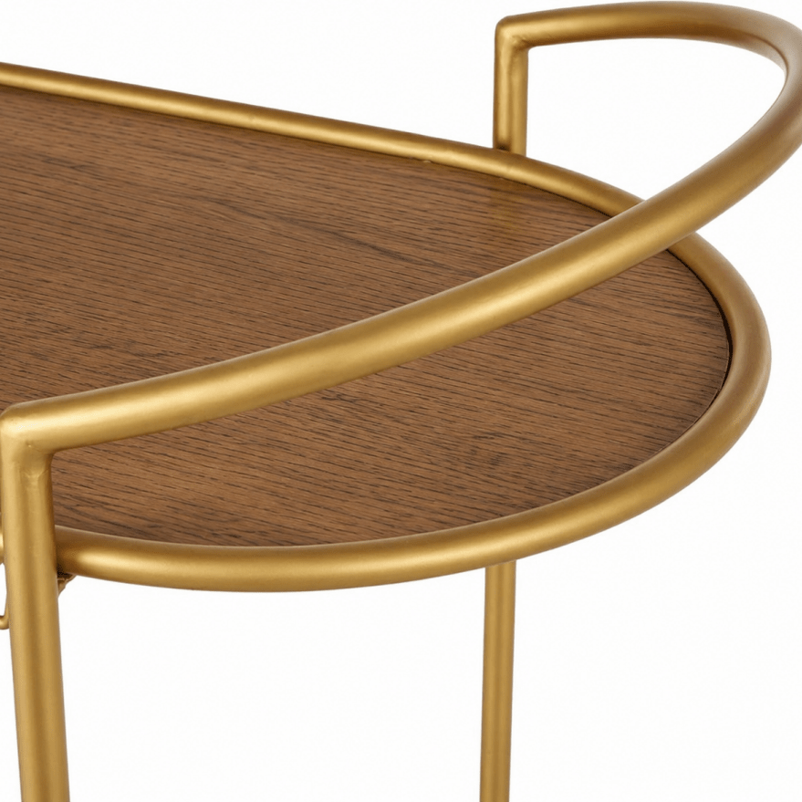 Modern Gold & Wood Bar Cart - myhomestore.com.pk