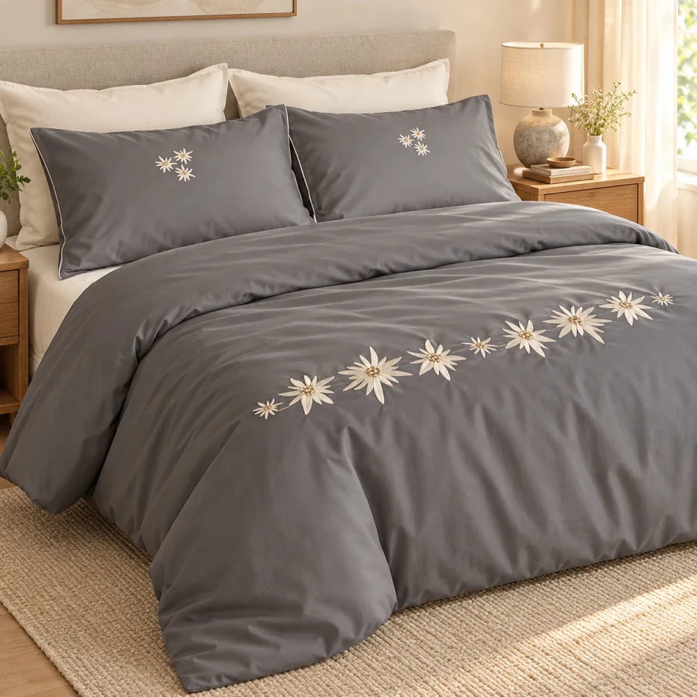 Mountain Flower Embroidery Bedding Set - myhomestore.com.pk