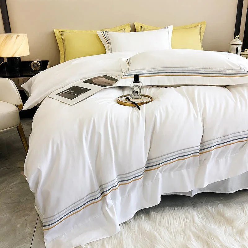 Multi Embroidered Baratta Stitch Tetra Line Duvet Set - myhomestore.com.pk