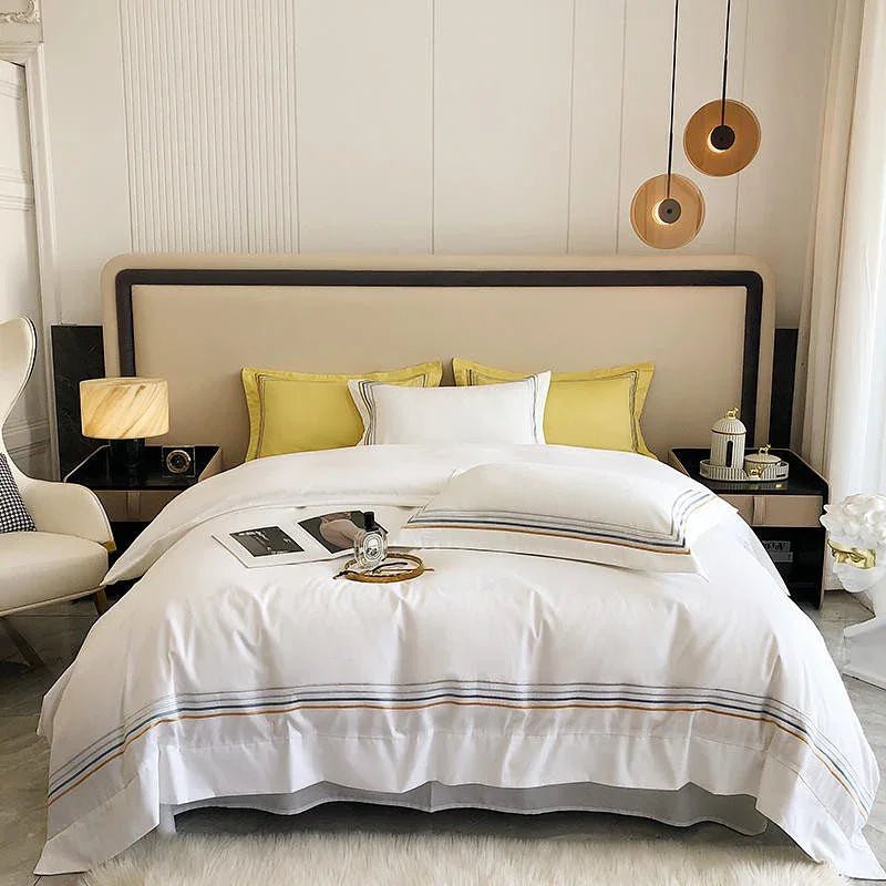 Multi Embroidered Baratta Stitch Tetra Line Duvet Set - myhomestore.com.pk