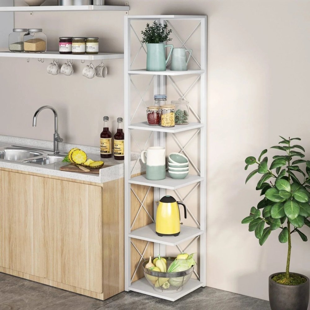Multi - use 6 Tier Bookshelf Bookcase Mini Storage Rack Corner Shelf Home Decor - myhomestore.com.pk