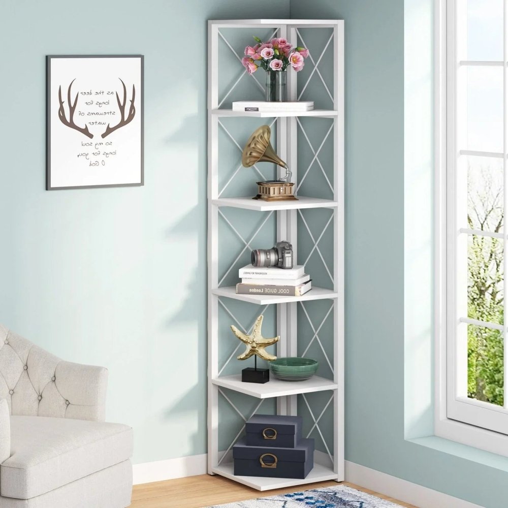 Multi - use 6 Tier Bookshelf Bookcase Mini Storage Rack Corner Shelf Home Decor - myhomestore.com.pk