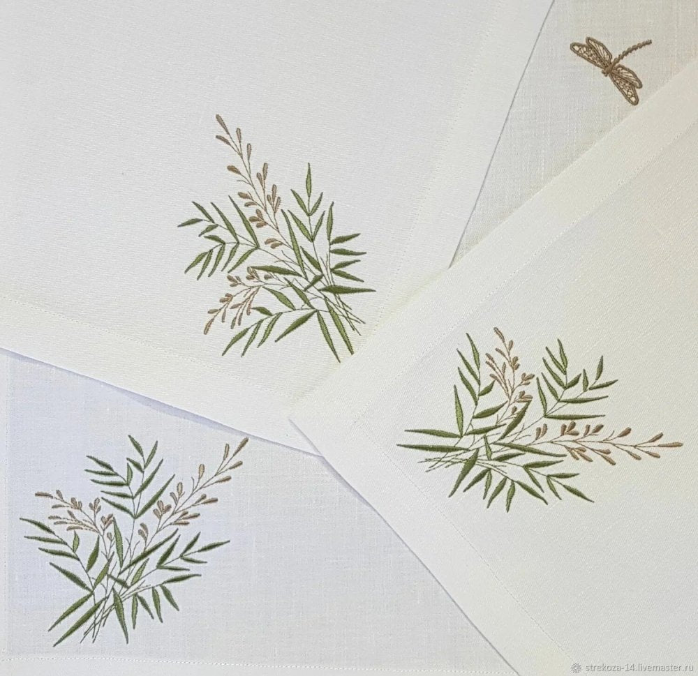Napkin with embroidery "Summer herbs" Embroidered Napkins - myhomestore.com.pk