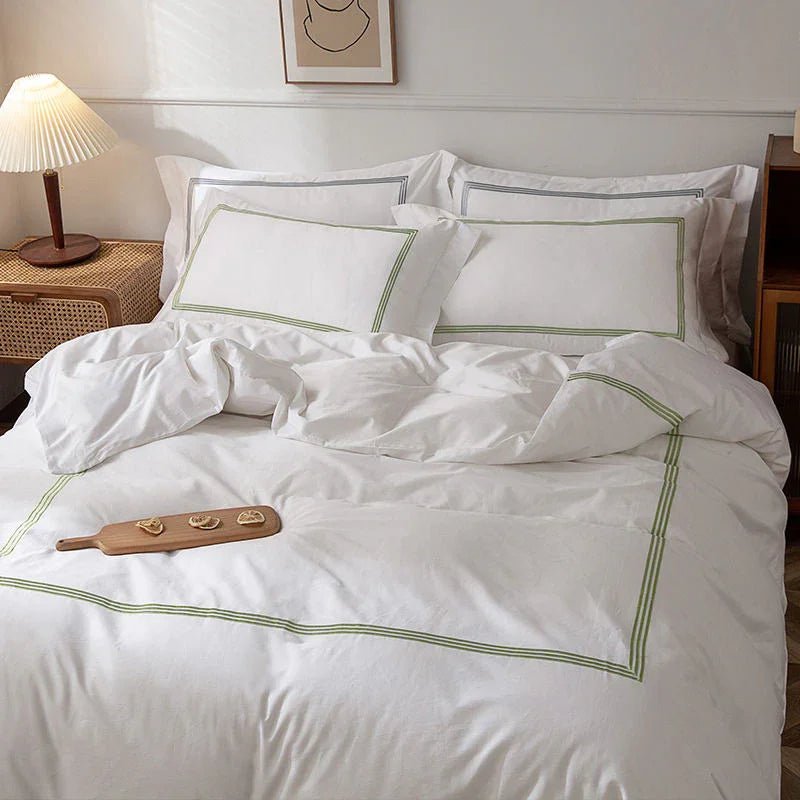 New Embroidered Luxury Baratta Stitch Tetra Line Duvet Set - myhomestore.com.pk