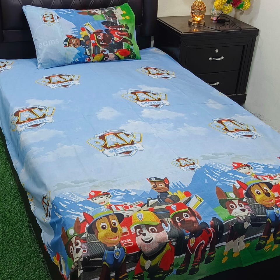 Paw Patro Kids Cartoon Bed - sheet - myhomestore.com.pk
