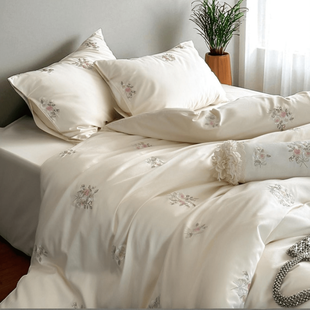 Pearl Bloom Embroidery Duvet Set - myhomestore.com.pk