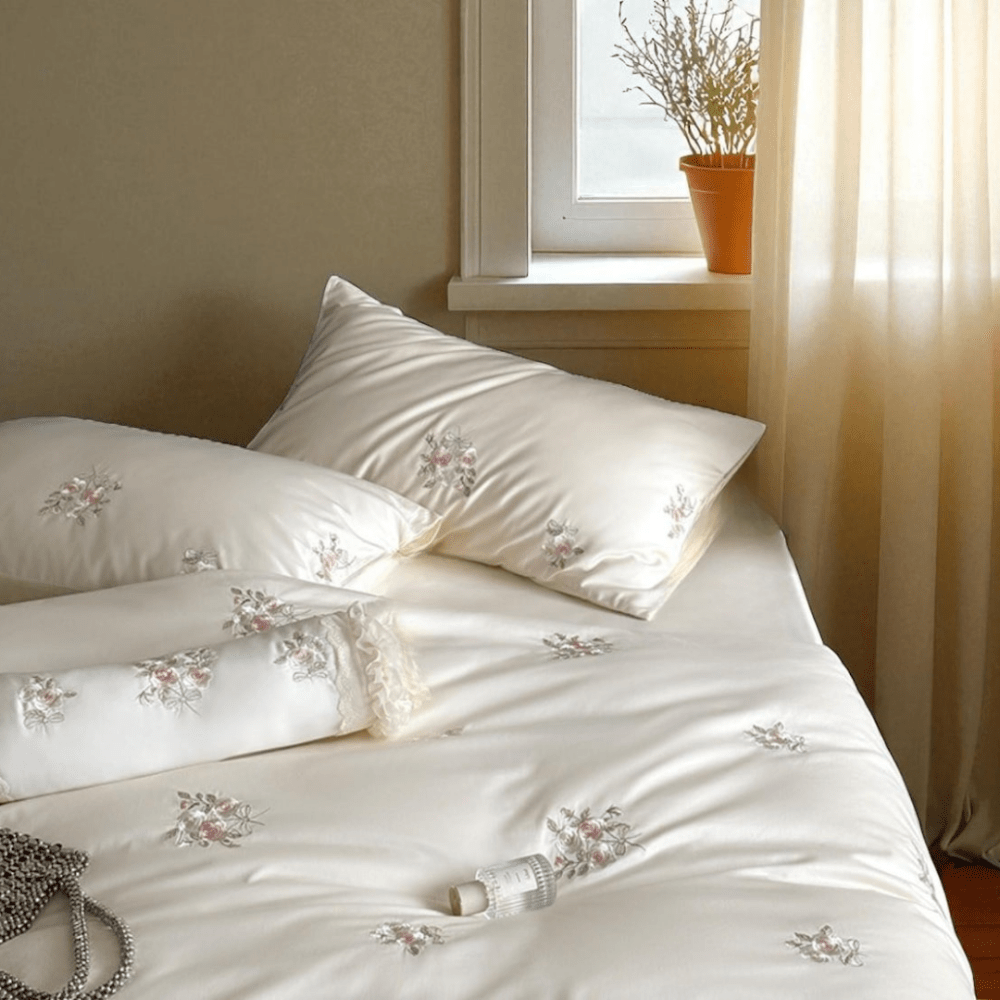 Pearl Bloom Embroidery Duvet Set - myhomestore.com.pk