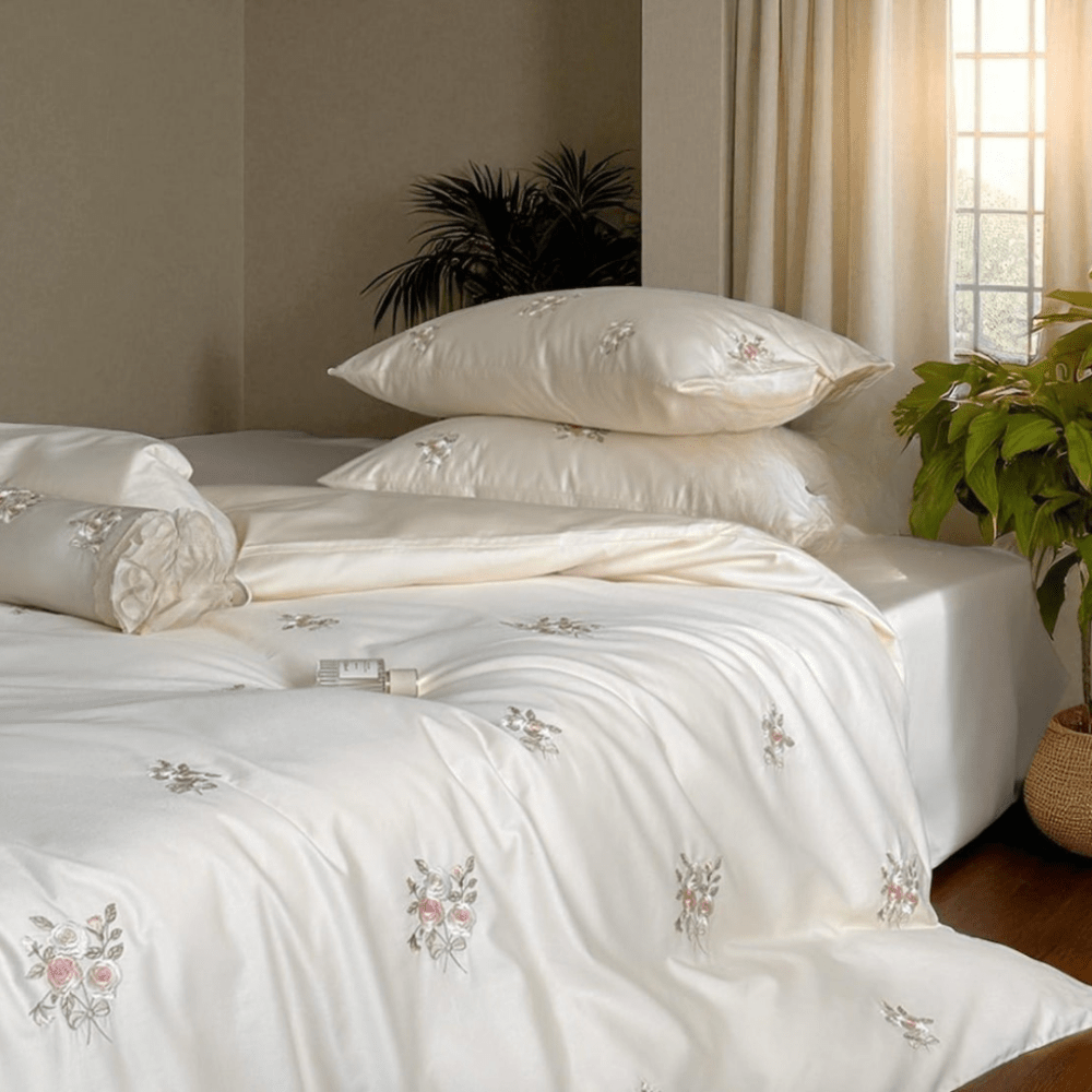 Pearl Bloom Embroidery Duvet Set - myhomestore.com.pk