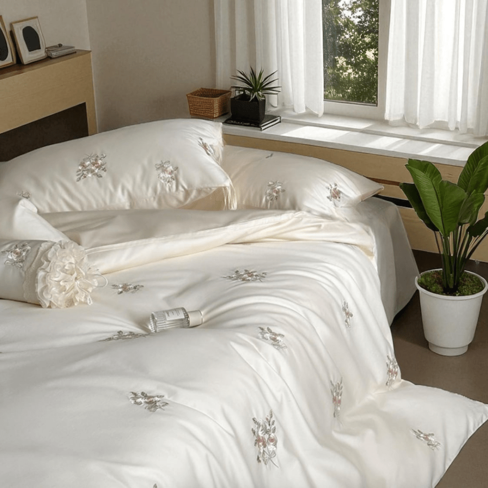 Pearl Bloom Embroidery Duvet Set - myhomestore.com.pk