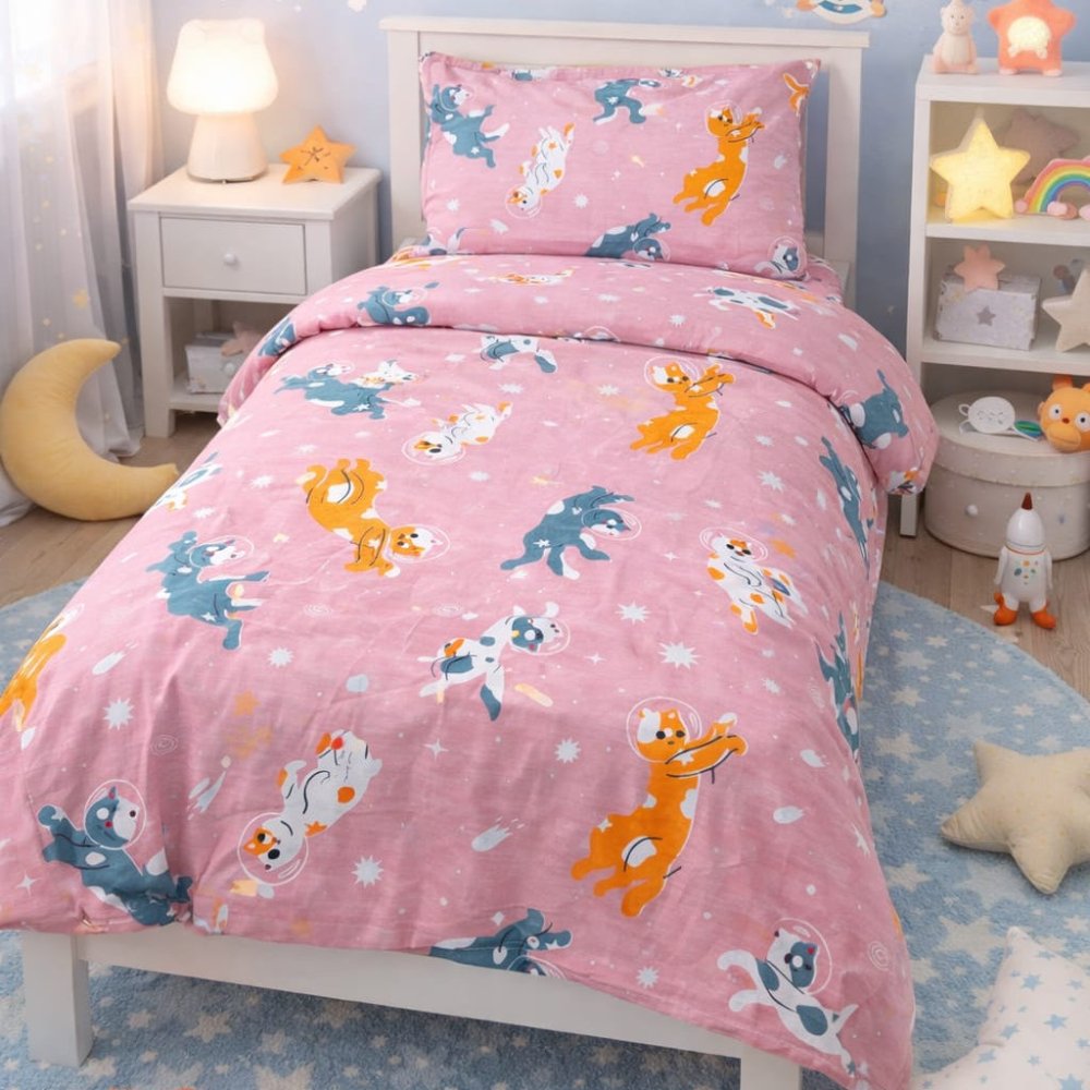 Pink Space Theme Kids Bed - sheet - myhomestore.com.pk