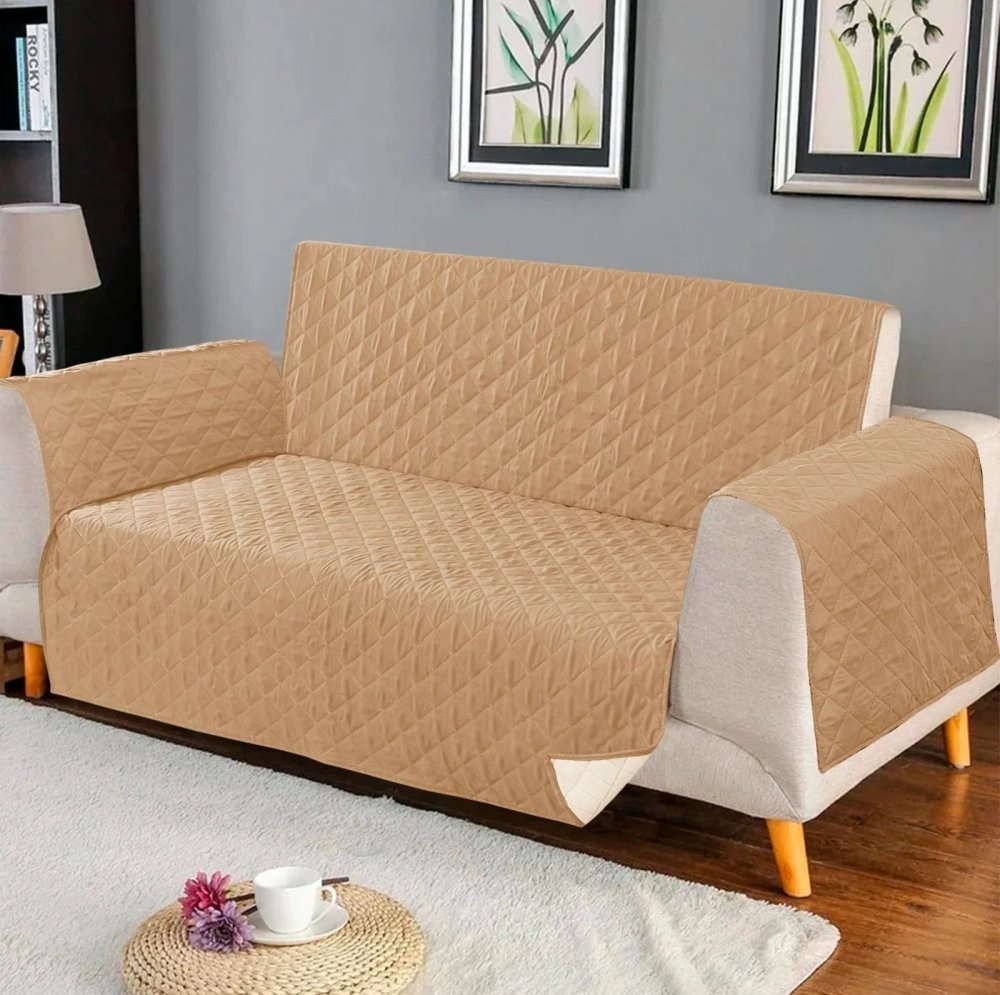 Pinsonic Quilted Sofa Cover ( Beige ) - myhomestore.com.pk