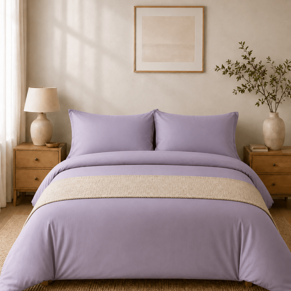 Plain Dyed Duvet Cover Set – Light Purple - myhomestore.com.pk