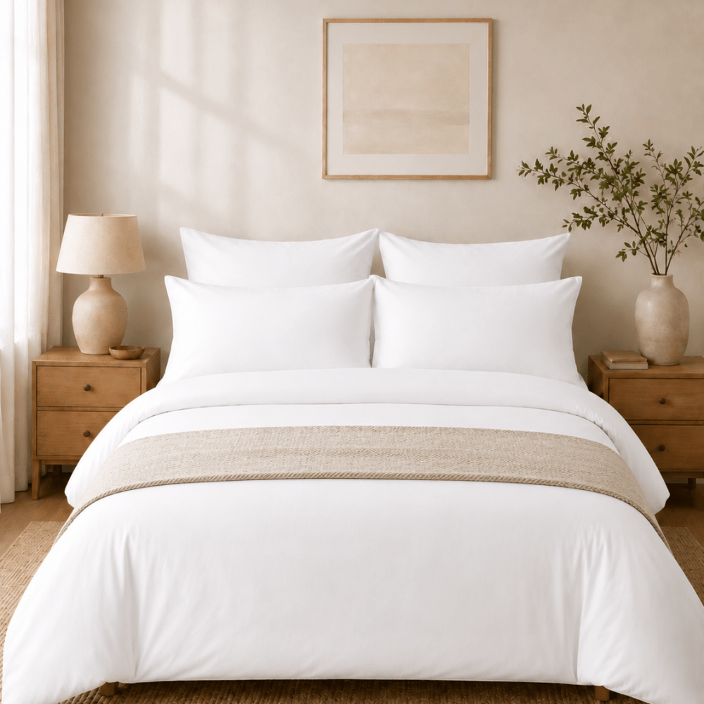 Plain Dyed Duvet Cover Set – White - myhomestore.com.pk