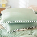 Plain Dyed Duvet with pom pom lace - myhomestore.com.pk