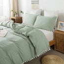 Plain Dyed Duvet with pom pom lace - myhomestore.com.pk