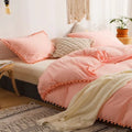 Plain Dyed Duvet with pom pom lace - myhomestore.com.pk