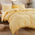 Plain Dyed Duvet with pom pom lace - myhomestore.com.pk