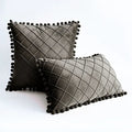 Pleated Cushion Cover with pom pom lace - myhomestore.com.pk