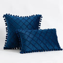Pleated Cushion Cover with pom pom lace - myhomestore.com.pk