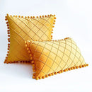 Pleated Cushion Cover with pom pom lace - myhomestore.com.pk