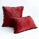 Pleated Cushion Cover with pom pom lace - myhomestore.com.pk