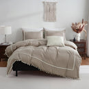 Pom Pom Decor Duble Lace Duvet Set - myhomestore.com.pk